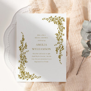 Elegant Gold Greenery Bridal Shower Frame Formal Invitation