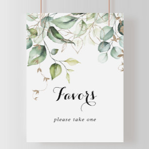 Elegant Gold Greenery Calligraphy Favors Sign