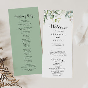 Elegant Gold Greenery Calligraphy Wedding Program