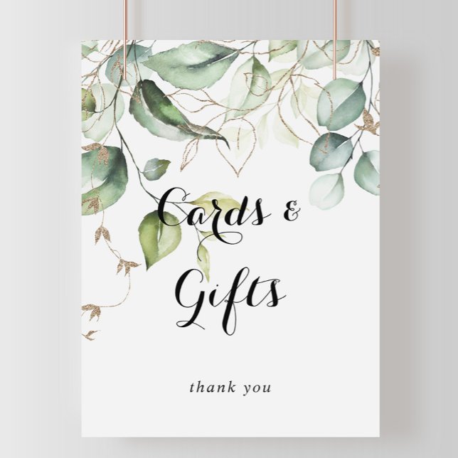 Elegant Gold Greenery Cards and Gifts Sign (Creator Uploaded)
