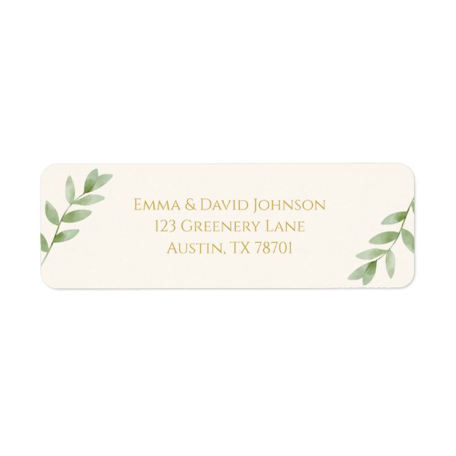 Elegant Gold Greenery Christmas Return Address Label (Front)