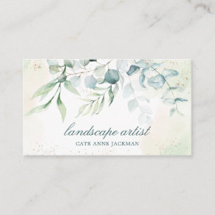 Elegant Gold Greenery Eucalyptus Business Card