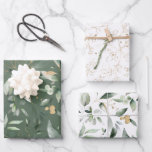 Elegant Gold Greenery Eucalyptus Leaves Wrapping Paper Sheet<br><div class="desc">First package is gorgeous and elegant mixed greenery and eucalyptus on a deep green background. 2nd package is a companion reverse greenery and eucalyptus. The 3rd package has hints of faux gold vines and leaves to make this an elegant ensemble for any occasion or celebration.</div>