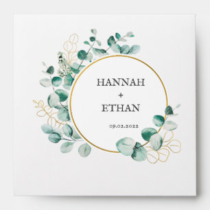 Elegant Gold Greenery Eucalyptus Personalised Envelope
