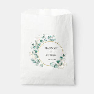 Elegant Gold Greenery Eucalyptus Personalised Favour Bag