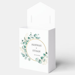 Elegant Gold Greenery Eucalyptus Personalised Favour Box