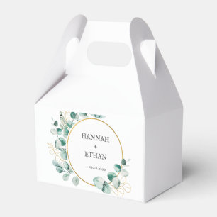 Elegant Gold Greenery Eucalyptus Personalised Favour Box