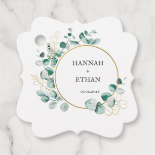 Elegant Gold Greenery Eucalyptus Personalised Favour Tags