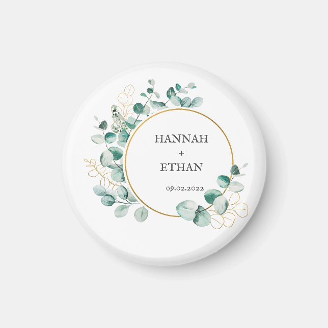 Elegant Gold Greenery Eucalyptus Personalised   Magnet (Front)