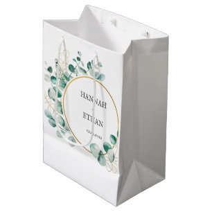 Elegant Gold Greenery Eucalyptus Personalised   Medium Gift Bag