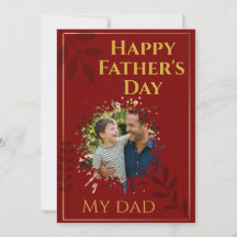Elegant Gold & Greenery Father's Day Photo Card