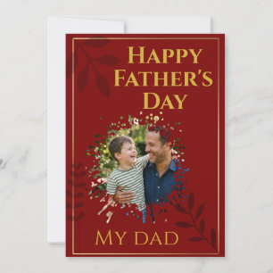 Elegant Gold & Greenery Father's Day Photo Card