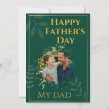 Elegant Gold & Greenery Father's Day Photo Card
