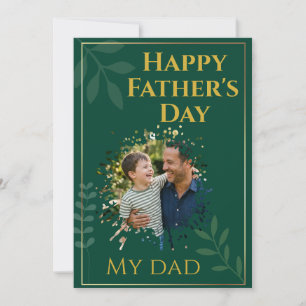 Elegant Gold & Greenery Father's Day Photo Card