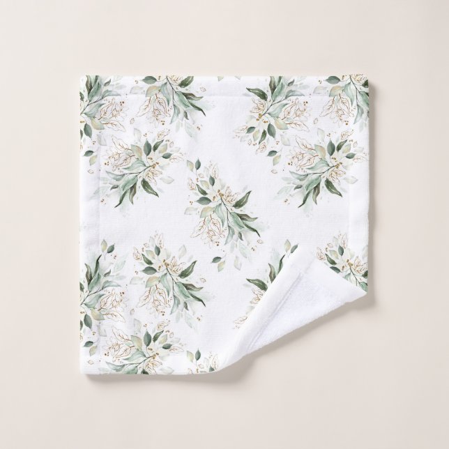 Elegant Gold Greenery Foliage White Wash Cloth (Wash Cloth)