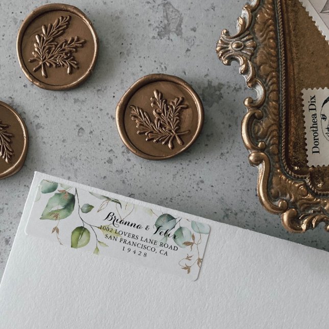 Elegant Gold Greenery Return Address Label (Creator Uploaded)