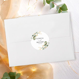 Elegant Gold Greenery Wedding Classic Round Sticker