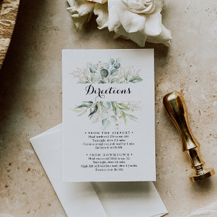 Elegant Gold Greenery  Wedding Directions Enclosure Card