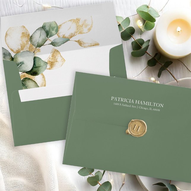 Elegant Gold Greenery Wedding Envelope (Creator Uploaded)