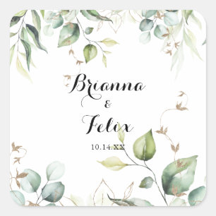 Elegant Gold Greenery Wedding Envelope Seals