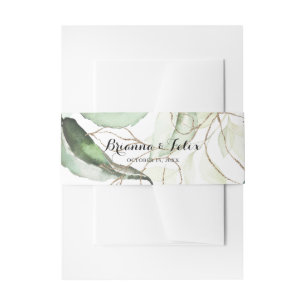 Elegant Gold Greenery Wedding Invitation Belly Band