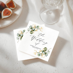 Elegant Gold Greenery Wedding Napkin