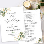 Elegant Gold Greenery Wedding Program<br><div class="desc">Prepare to embark on a magical journey of love with our breathtaking wedding suite, crafted especially for lovers of nature! This fabulous collection is the ultimate addition to your dreamy garden party or enchanting nature-themed celebration. It includes everything you could possibly need, from a stunning welcome sign to personalised napkins...</div>