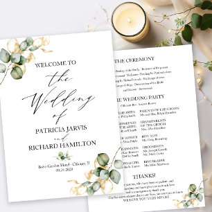 Elegant Gold Greenery Wedding Program