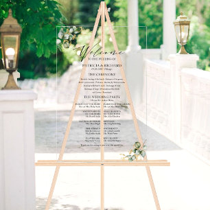 Elegant Gold Greenery Wedding Program Acrylic Sign