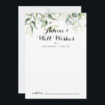 Elegant Gold Greenery Wedding Well Wishes Advice Card<br><div class="desc">This elegant gold greenery wedding well wishes advice card is perfect for a modern wedding. The design features hand-drawn gold and botanical green eucalyptus leaves, inspiring artistic beauty. These cards are perfect for a wedding, bridal shower, baby shower, graduation party & more. Personalise the cards with the names of the...</div>