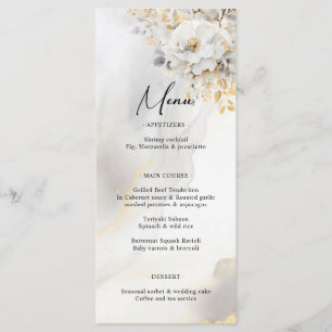 Elegant Gold Grey Gold Floral Wedding MENU
