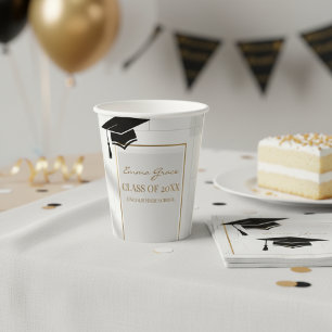 Elegant Gold & Grey Graduation Party Paper Cups