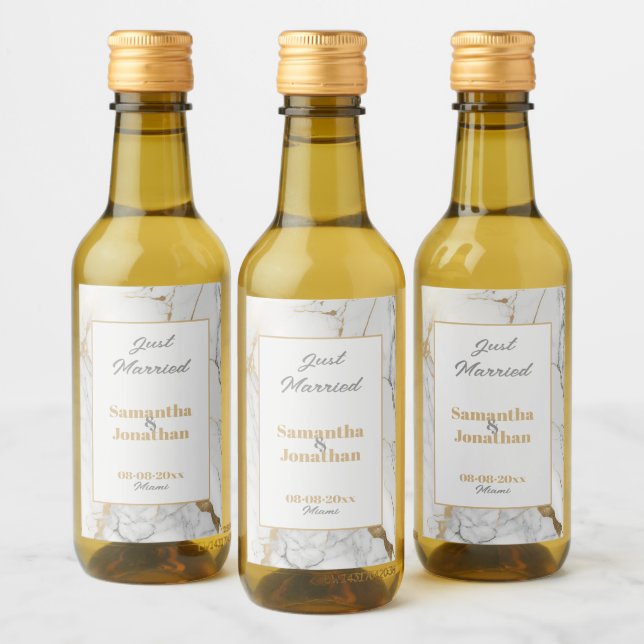 Elegant Gold Grey Marble Wine Label (Bottles)