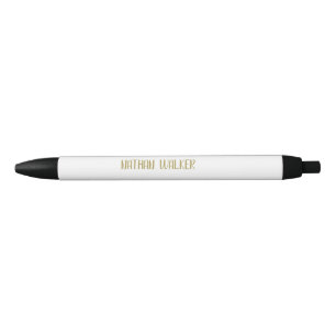 Elegant Gold & Grey Monogram I Minimalist Elegant  Black Ink Pen