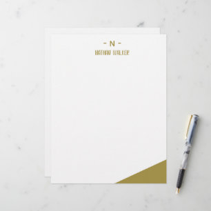 Elegant Gold & Grey Monogram I Minimalist Elegant Custom Letterhead