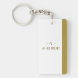 Elegant Gold & Grey Monogram I Minimalist Elegant  Key Ring