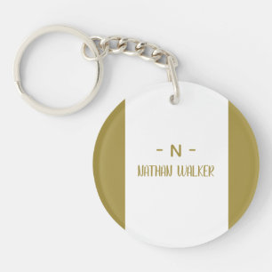 Elegant Gold & Grey Monogram I Minimalist Elegant  Key Ring