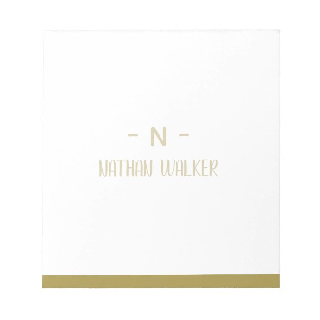 Elegant Gold & Grey Monogram I Minimalist Elegant  Notepad (Front)