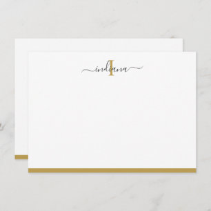 Elegant Gold Grey Script Monogram Name Initial Card