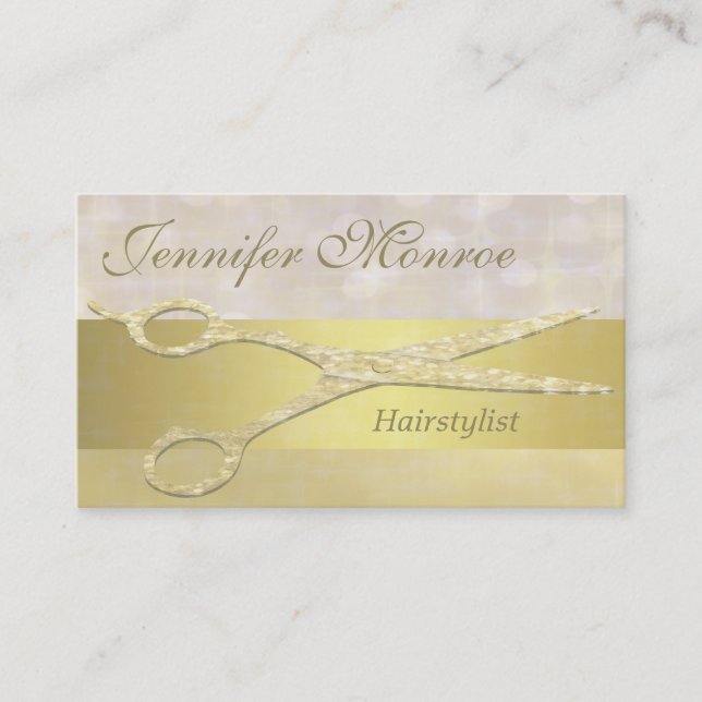 Elegant Gold Hairstylist Appointment Reminder Card (Front)
