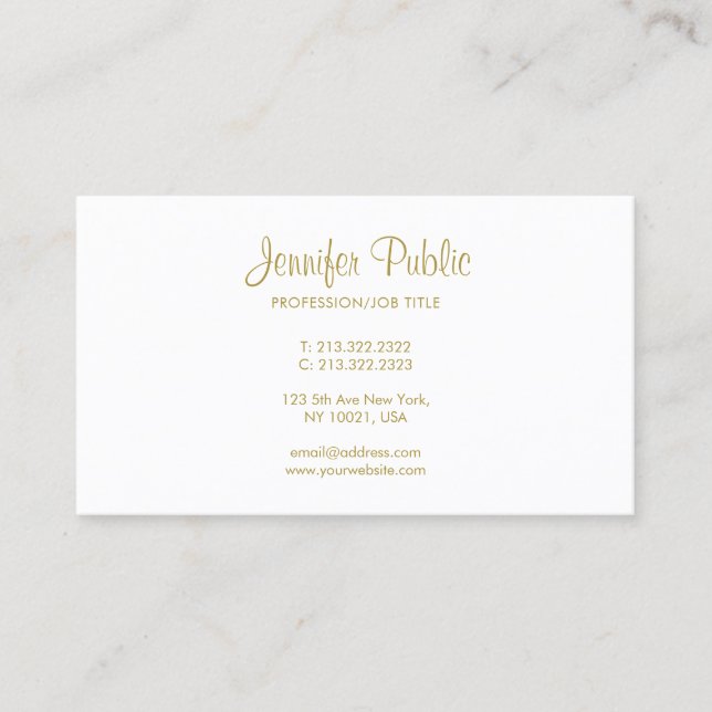Elegant Gold Hand Script Font Minimalist Sleek Business Card (Front)