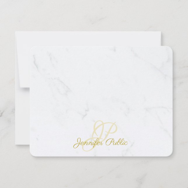 Elegant Gold Handwriting Script Marble Template (Front)