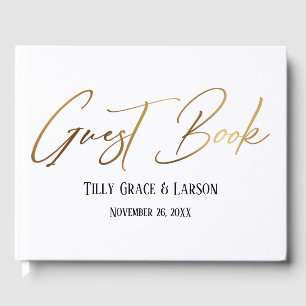 Elegant Gold Handwriting Simple Guest Book