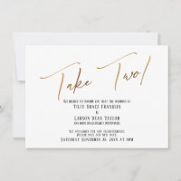 Elegant Gold Handwriting Take Two Wedding Delay