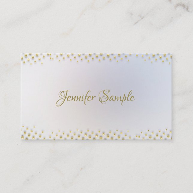 Elegant Gold Handwritten Name Modern Template Business Card (Front)