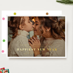 Elegant Gold HAPPIEST NEW YEARS Photo Frame Foil Holiday Card