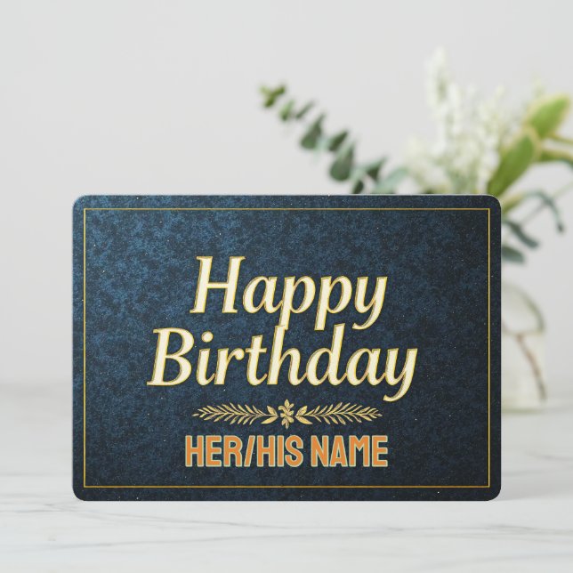 Elegant Gold Happy Birthday Card (Standing Front)
