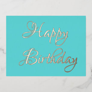 Elegant Gold Happy Birthday Foil Invitation Postcard