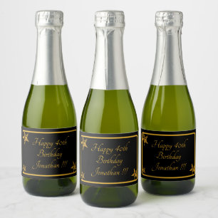 Elegant Gold Happy Birthday Mini Sparkling Wine La Label