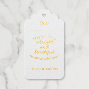 Elegant Gold Happy Hanukkah with Menorah Gift Tags